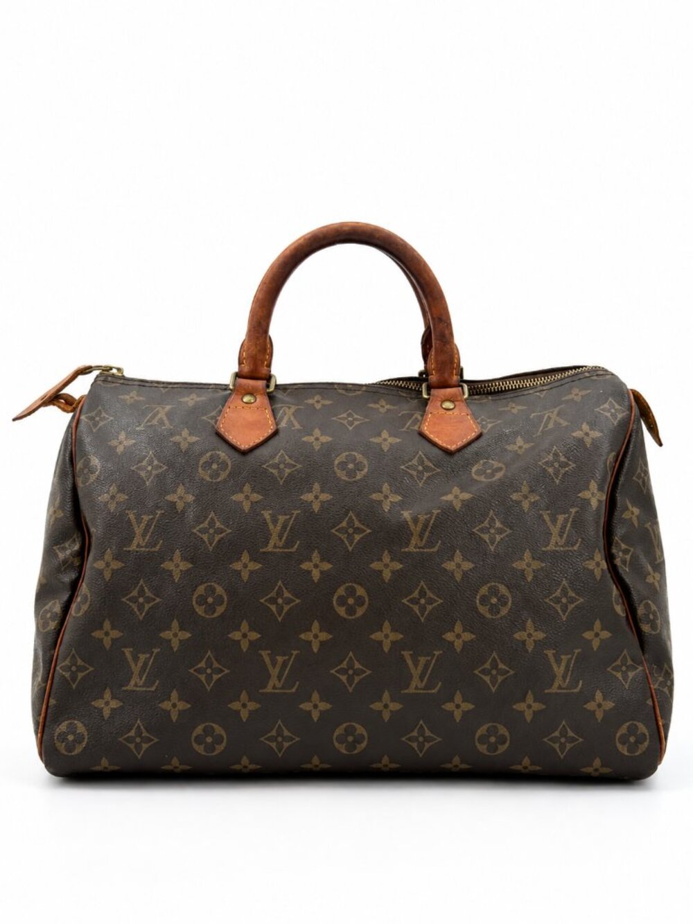 Louis Vuitton Monogram Speedy 35 Handbag Brown Canvas Vintage Top Handle Bag